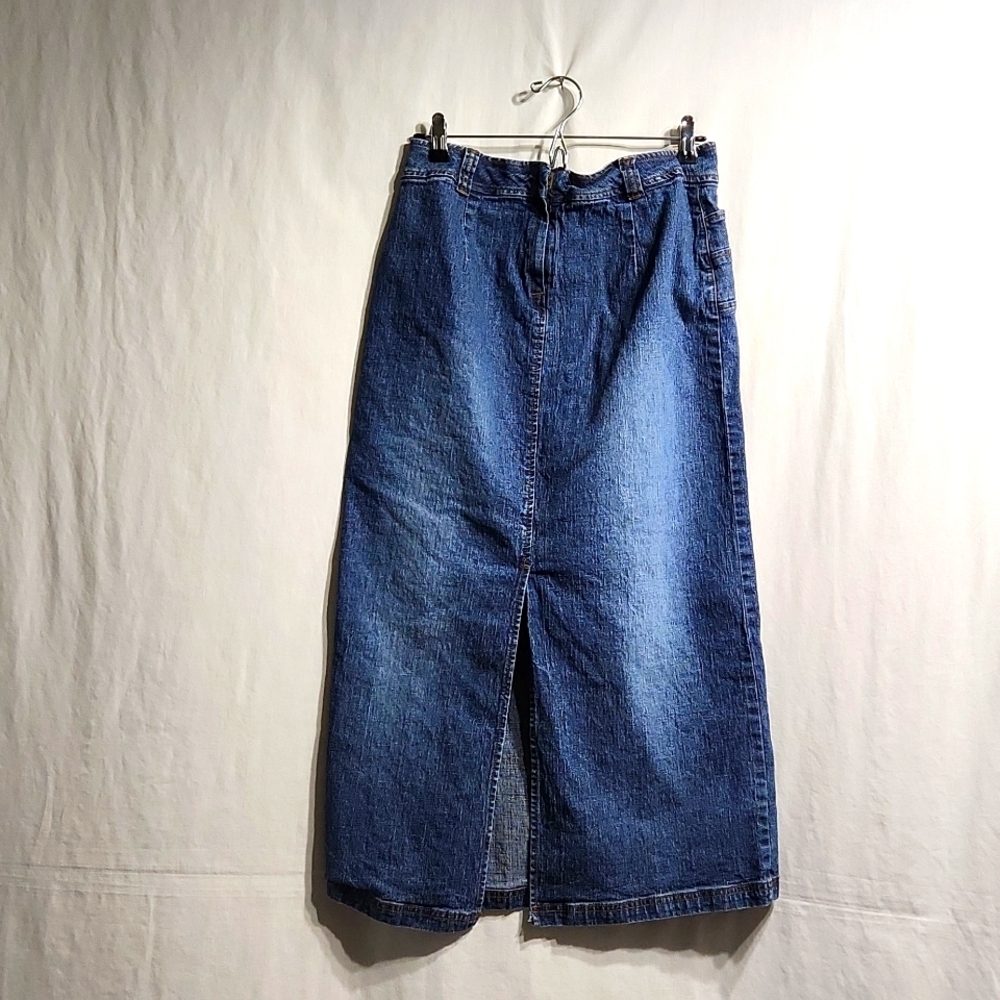 Denim Maxi Skirt - Blue